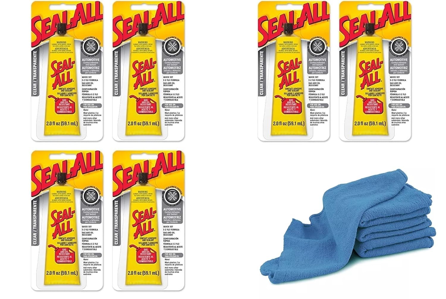 (Pack of 6) – 2 oz Eclectic Products 380100 Seal-All + 4 Blue Commercial Towels