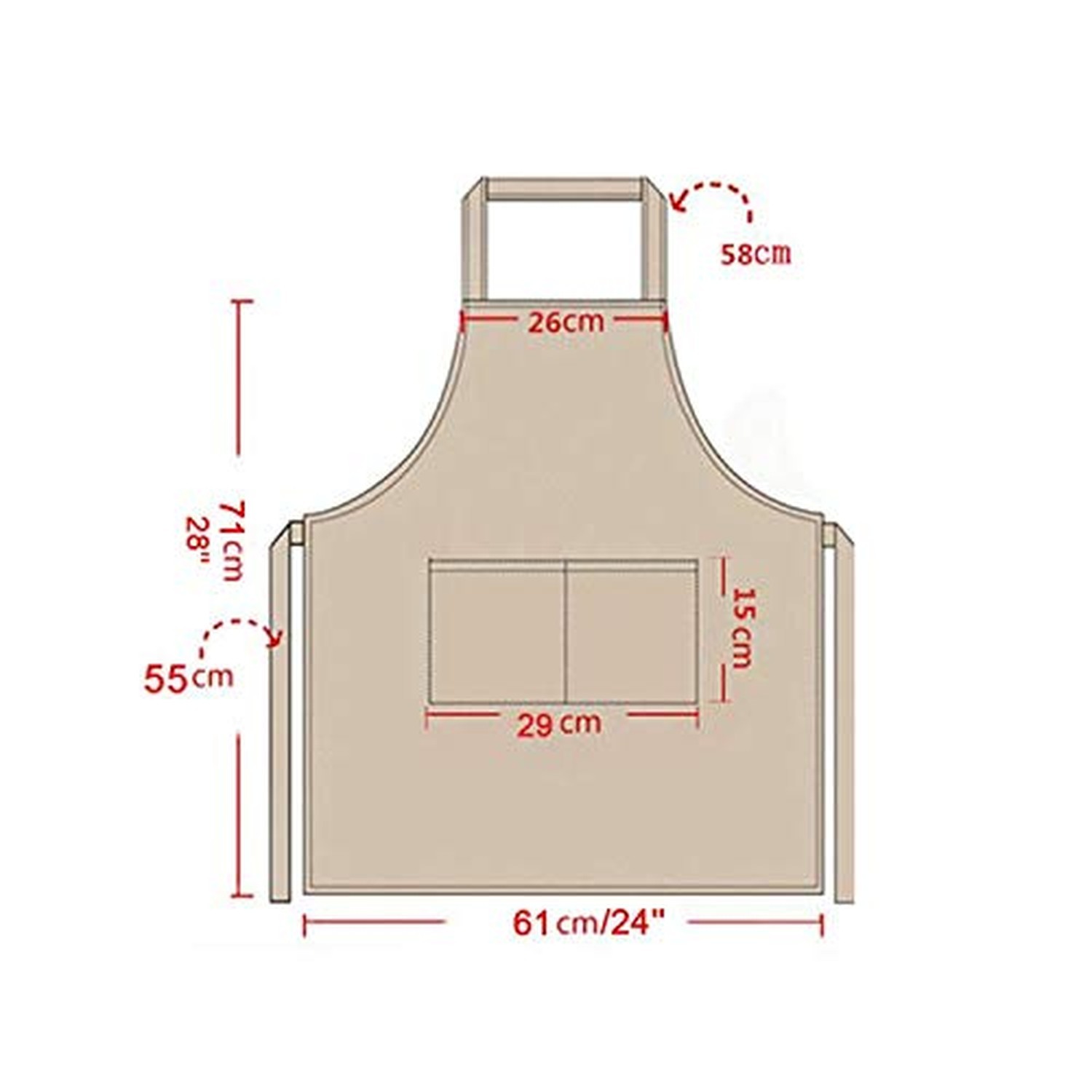 Total 6PCS White Apron for Women Adult Unisex Plain Color Bib aprons with 2 F…