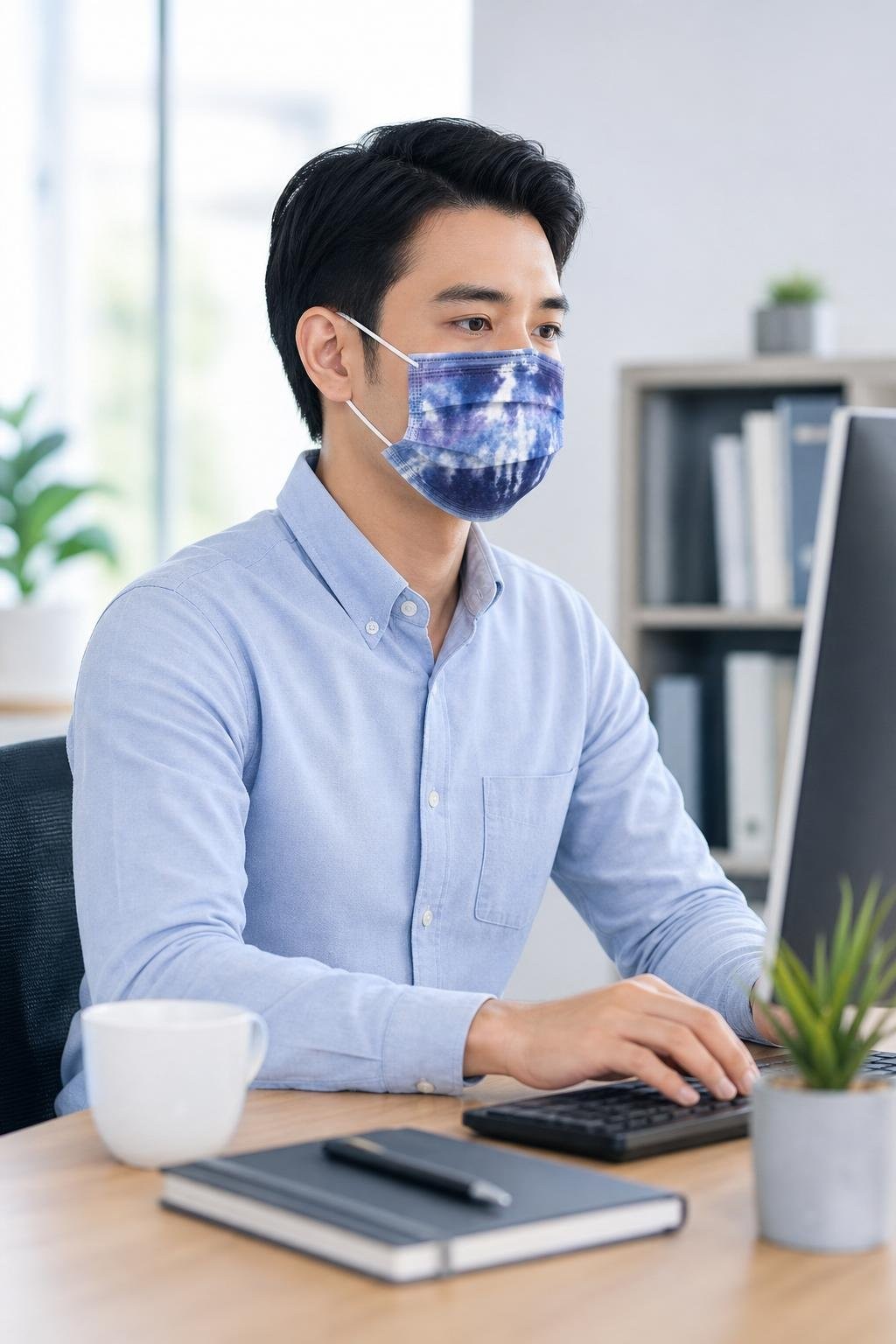 50 – MagiCare Tie Dye Disposable Face Masks – 3 Ply Face Masks for Adults Purple