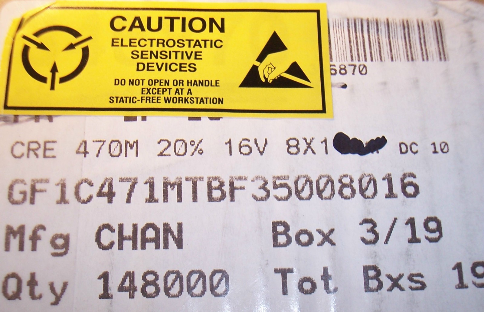 QTY (1000) 470uf 16V 105′ 8x16mm LOW ESR ALUMINUM ELECTROLYTIC GF1C471MTBF CHANG