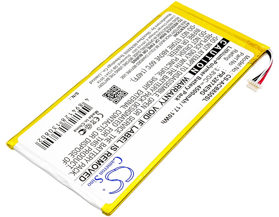 4500mAh Battery for Acer A6001,B1-850-K35X,Iconia One 8 B1-850 P/N: PR-2874E9G