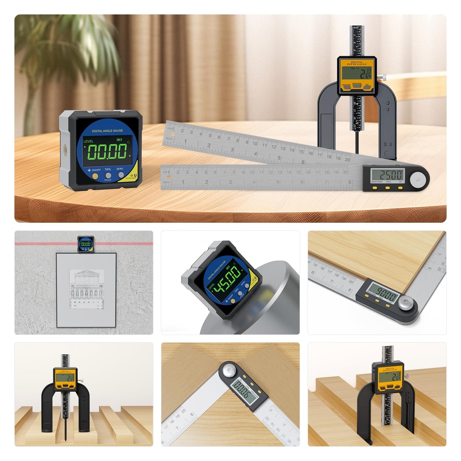 200 mm/8inch Digital Display Angle Ruler, Digital Angle Finder with Electroni…