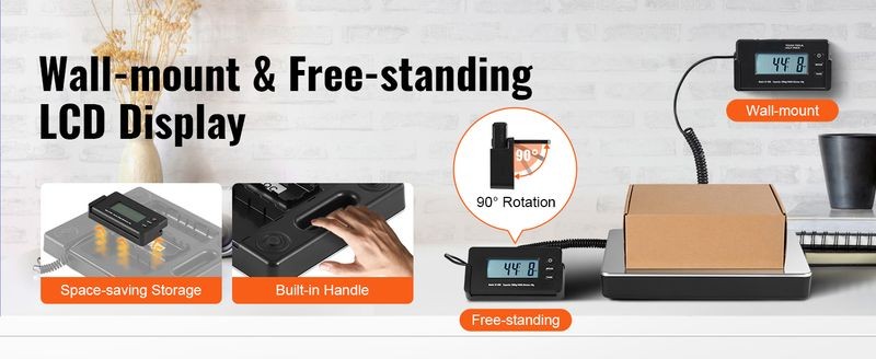 VEROR Shipping Scale Digital Postal Scale 440 lbs AC/DC Package LCD