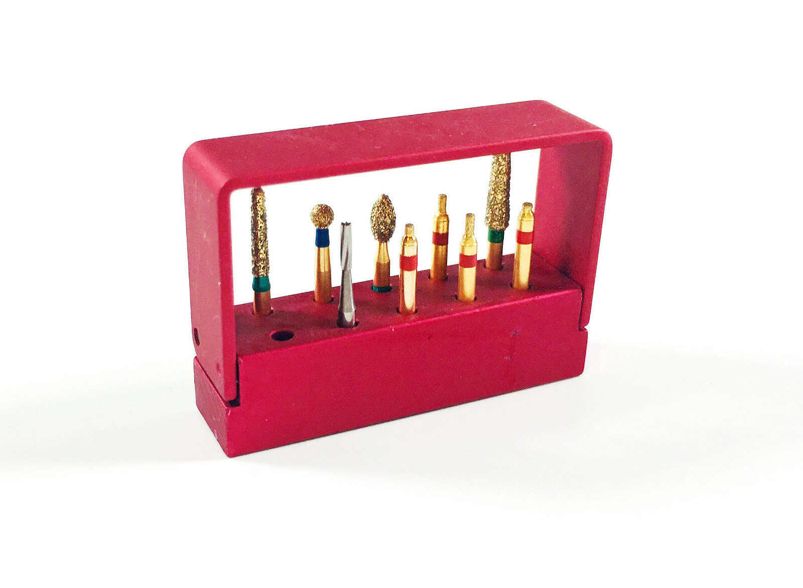 Dental Golden Diamond Burs SS Handle For Polish Reverse Preparation Kit 9pcs/Box
