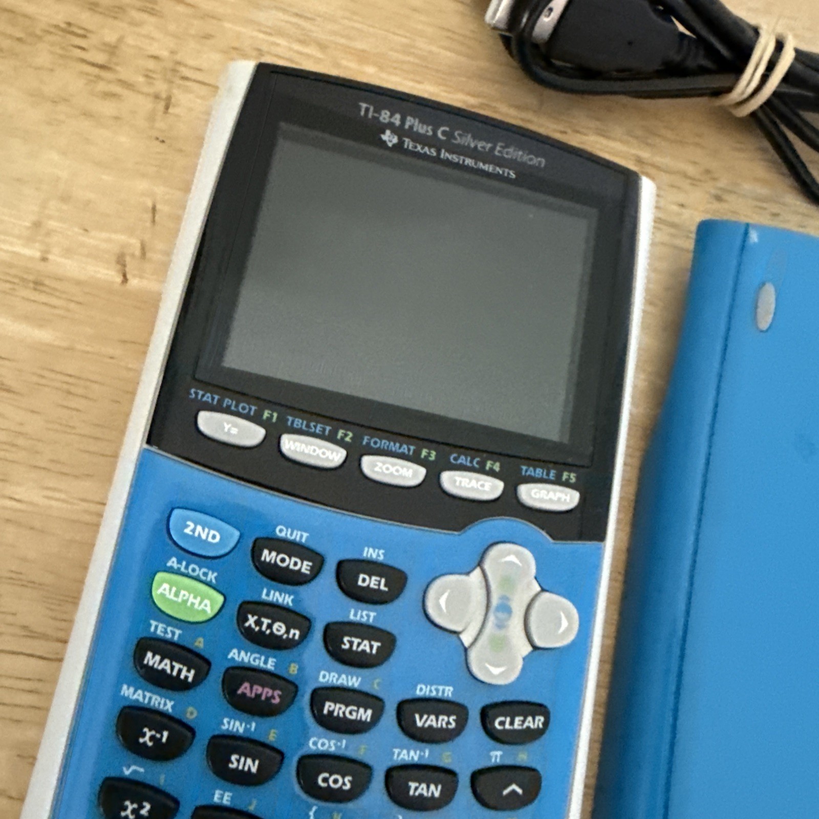 TI-84 Plus C Silver Edition Texas Instruments Calculator Blue With Cover Working