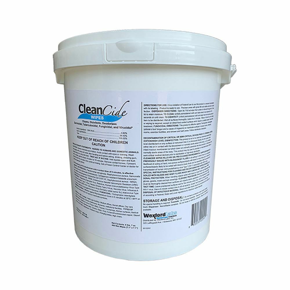*1-Pail* Wexford CleanCide Germicidal 7.1″x7.1″ Disinfectant 400 Wipes 3130B-400
