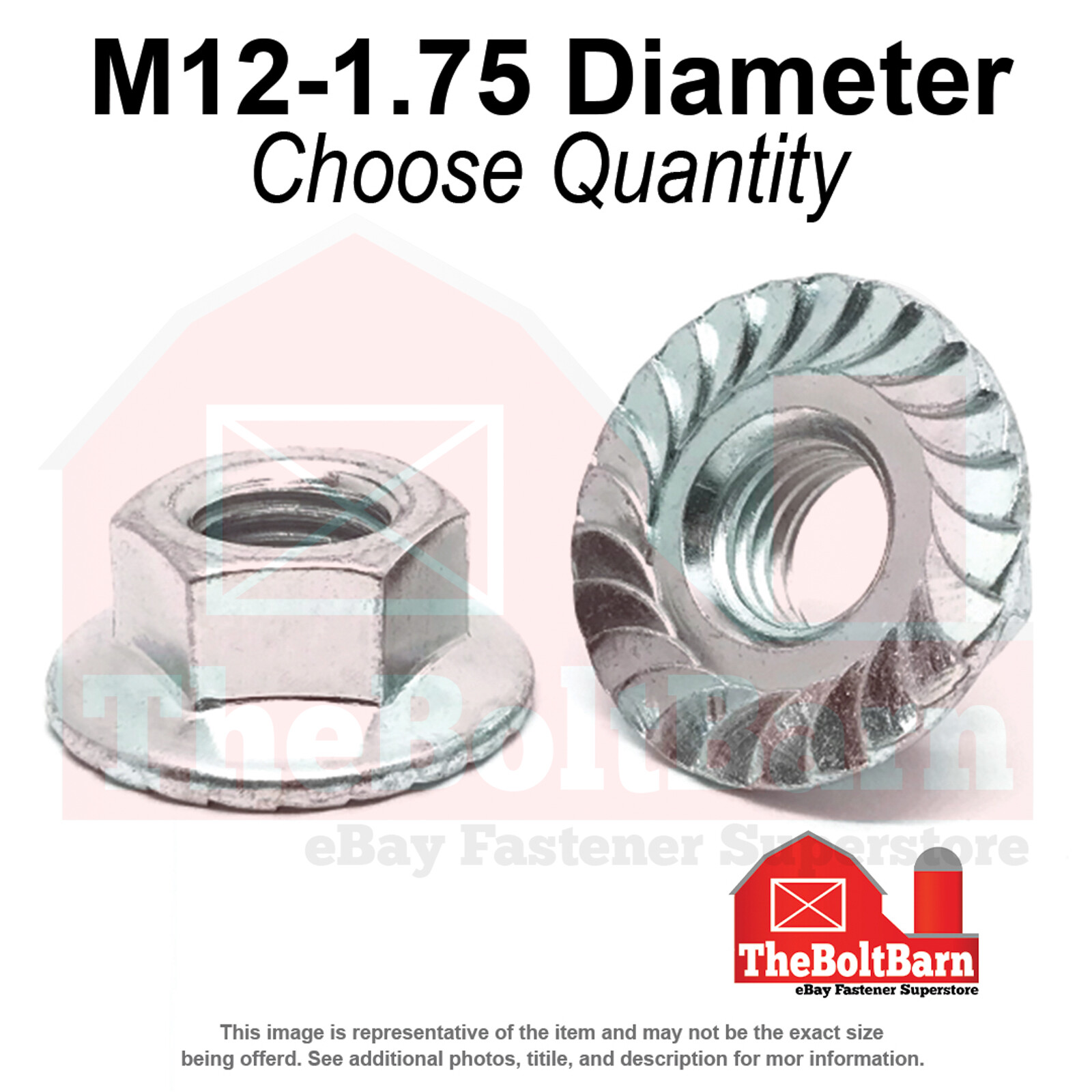M12-1.75 Class 8 Serrated Hex Flange Nuts Zinc Clear Coarse Thread (Pick Qty)
