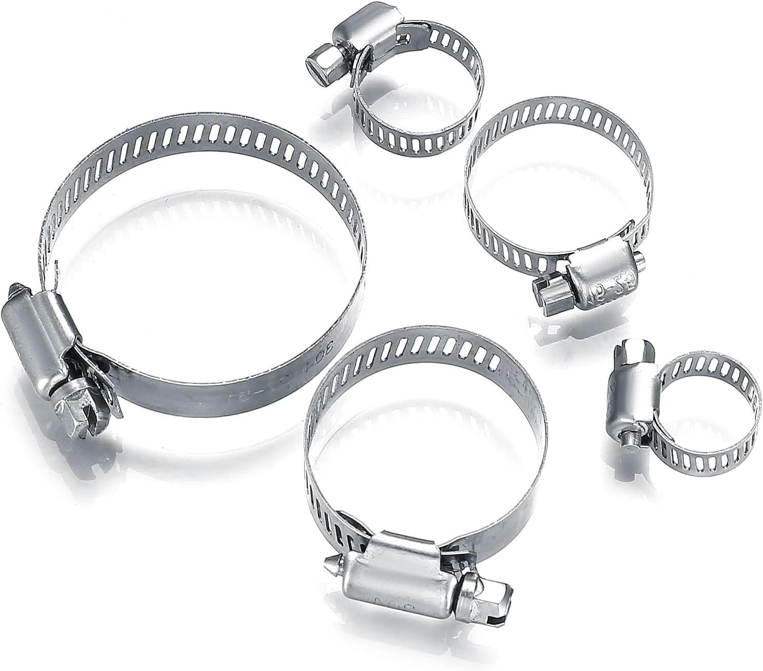 20Pcs Adjustable Stainless Steel Hose Clamps Assortment Kit, 1/4-2 in 6-51mm …