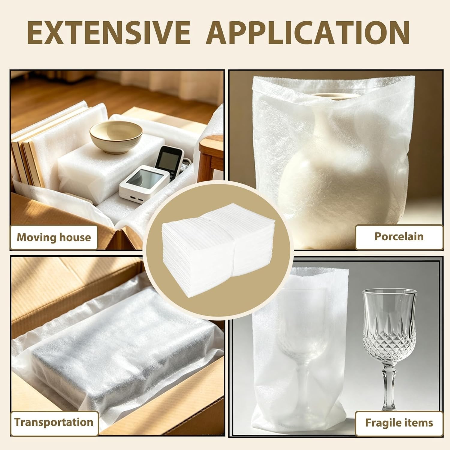 Versatile 8» x 10» Cushion Foam Pouches – 100 Count for Safe Packing of Dishes