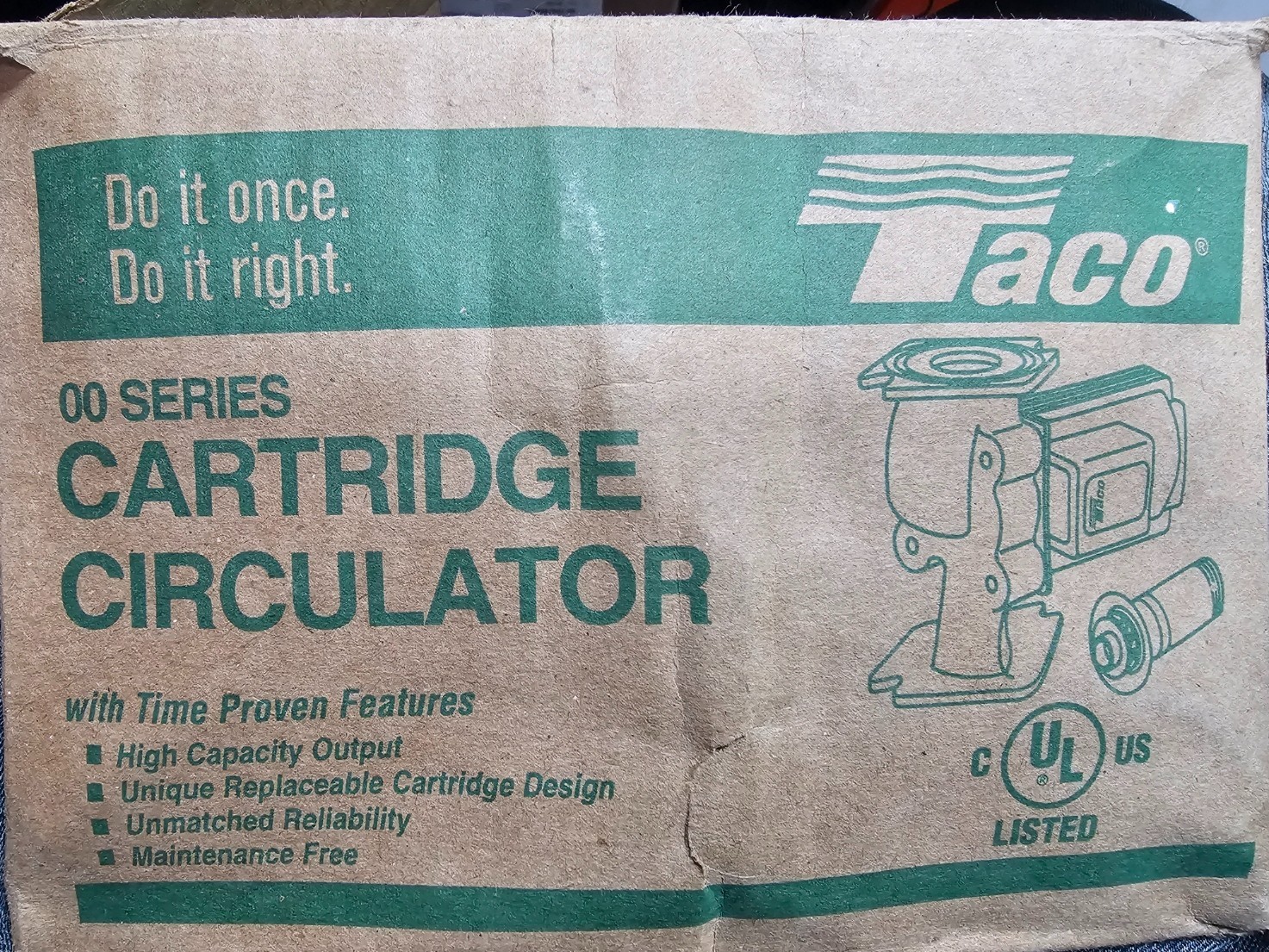 TACO 007-F5-IFC Cast Iron Circulator Pump 1/25 HP Flow Check & 110-419 Flanges