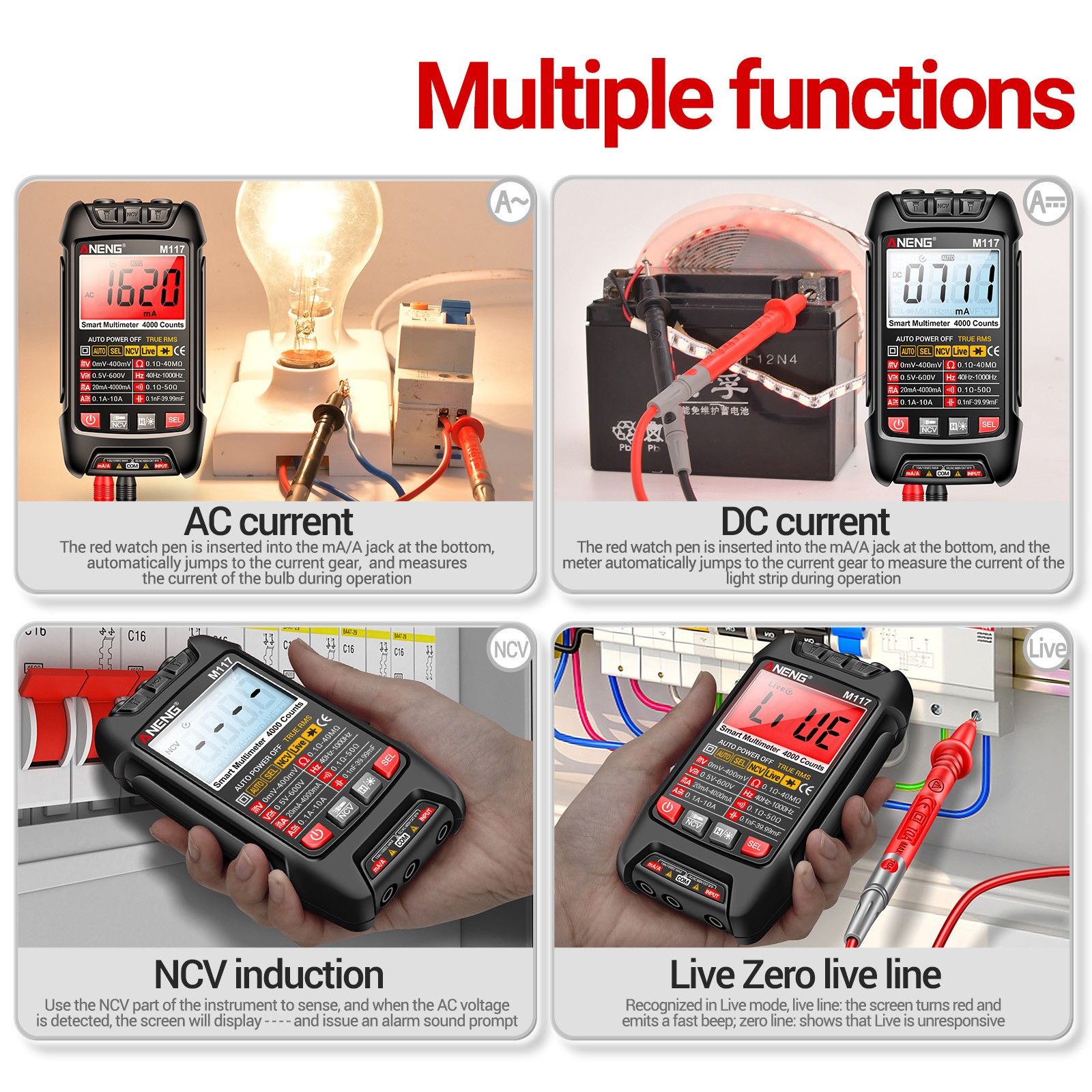 M117 Multimeter Smart Digital 4000 Counts AC/DC Voltage Current CKPM