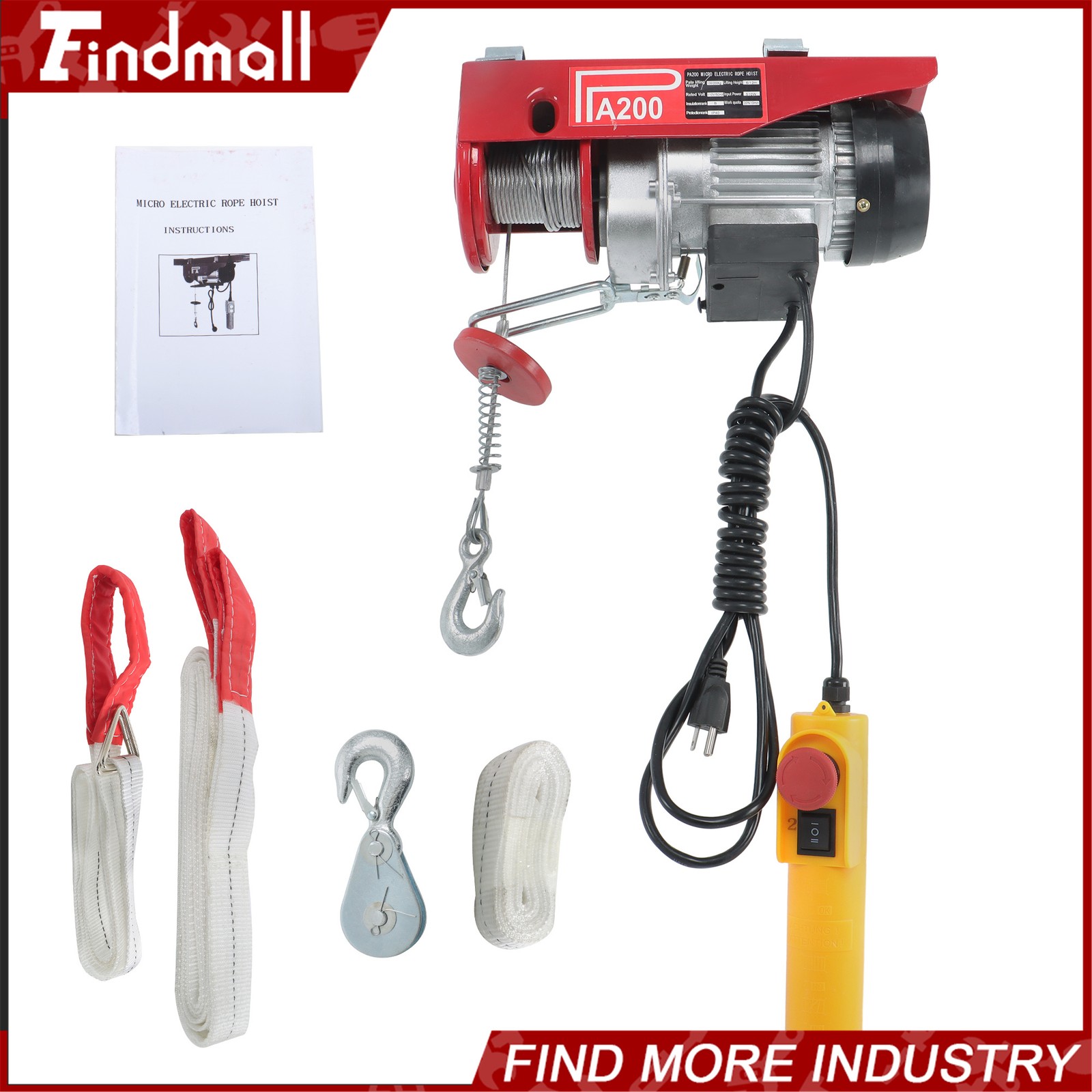 Findmall 440 Lbs Mini Electric Hoist 110V 6.6 FT/2 m Wired Remote Control