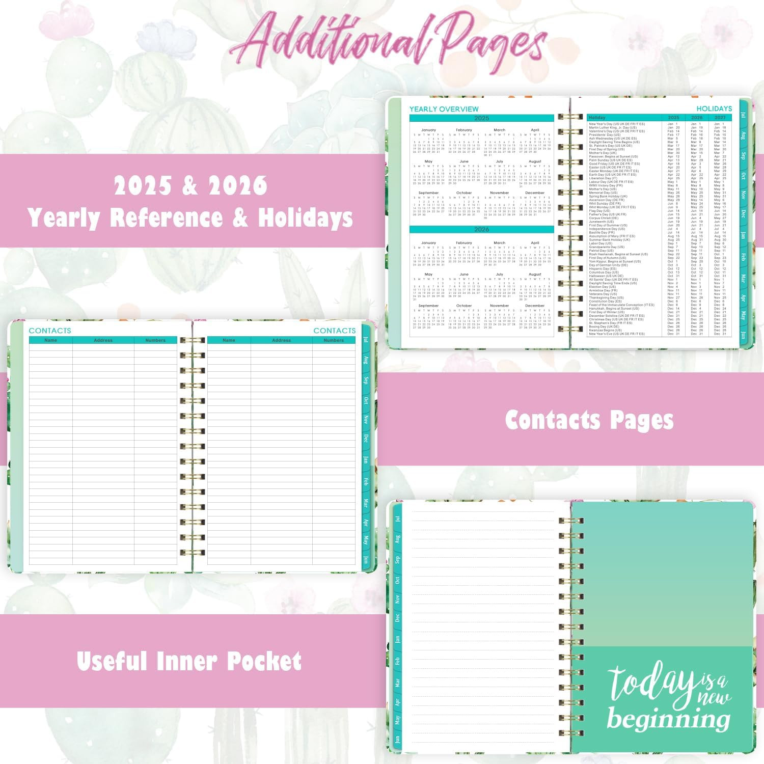 2025-2026 Planner Hardcover Twin-Wire Daily Organizer Jul 2025 – Jun 2026