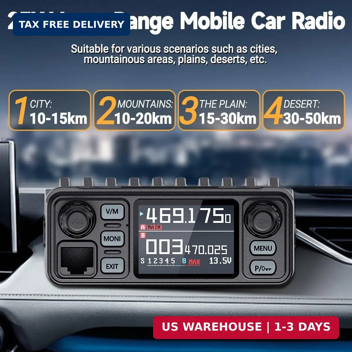 AR-8118 GMRS Mobile Radio, 25W Long Range GMRS Repeater Capable Base Station,…