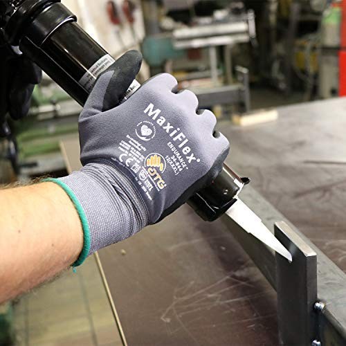 34-874 Ultimate Foam Nitrile Palm Coated Gloves, Gray – Large (Pack of 12 – D…