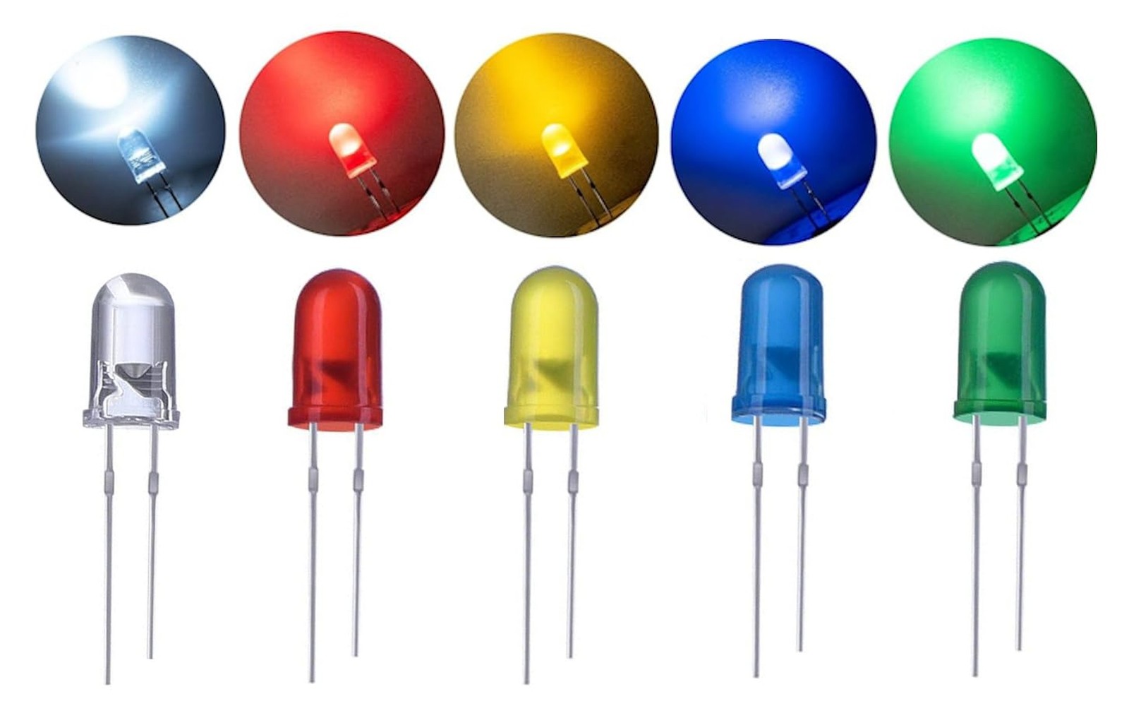 50 Pack 5mm LED Light Diodes Assorted Colors for Electronics Projects NEW