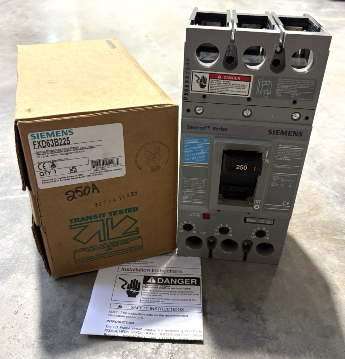 Siemens FXD63B250 Molded Case Circuit Breaker 250A, 3 Phases, 600V *NEW* (READ)