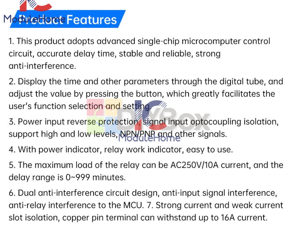 10A Time Relay Module Multi-function Digital Display Delay Start Relay Module