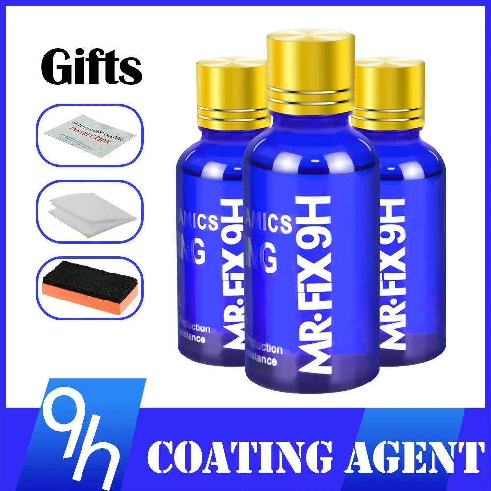 3PCS 9H Car Liquid Ceramic Coat Super Hydrophobic Glass Coating Set Polysiloxane