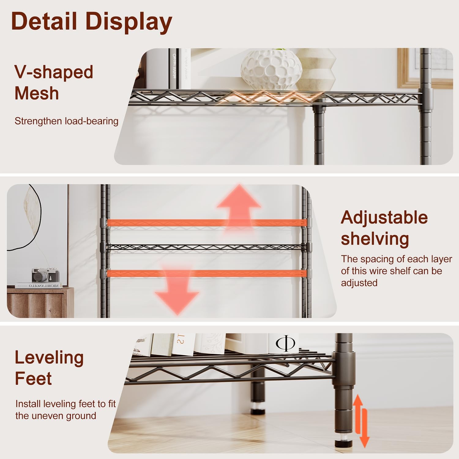 BestOffice | 4-Tier Wire Shelf | 36″ x 14″ x 54″ | 36″D x 14″W x 54″H, Black