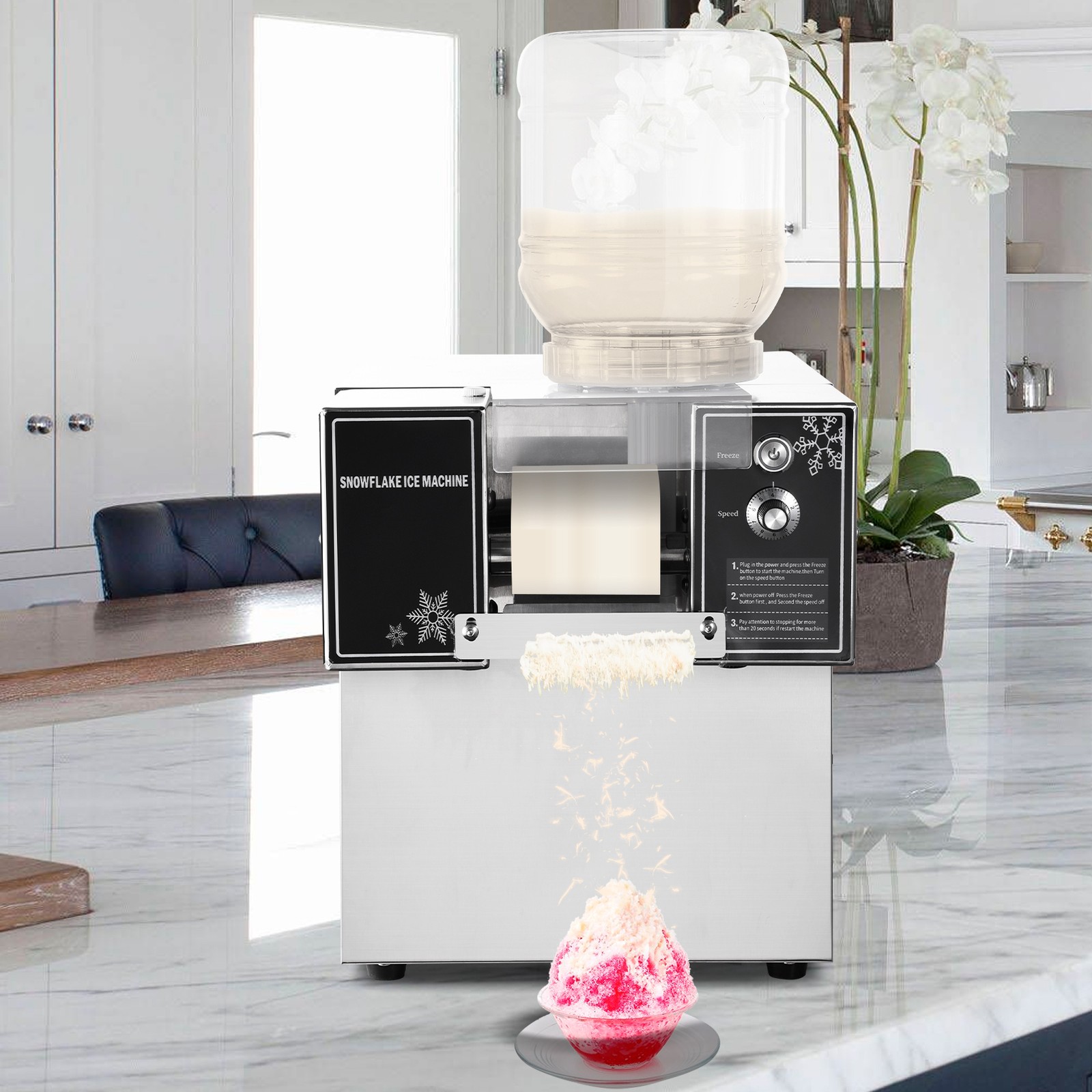 Commercial Snowflake Ice Machine, Snow Cone Machine, Ice Shaver Slush Maker New