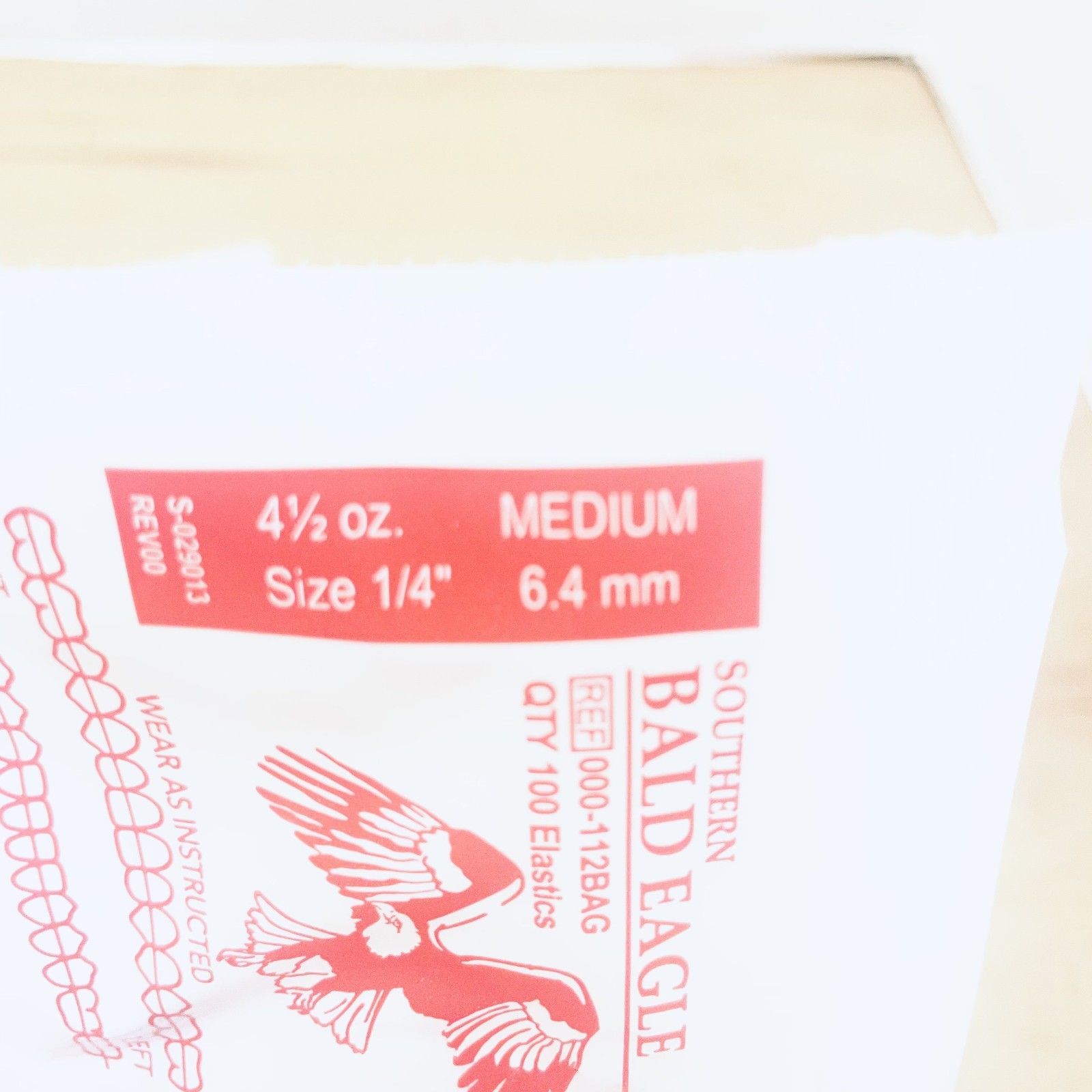 5 Bags (500) American Orthodontics Braces Elastics Southern Bald Eagle 4.5 1/4″