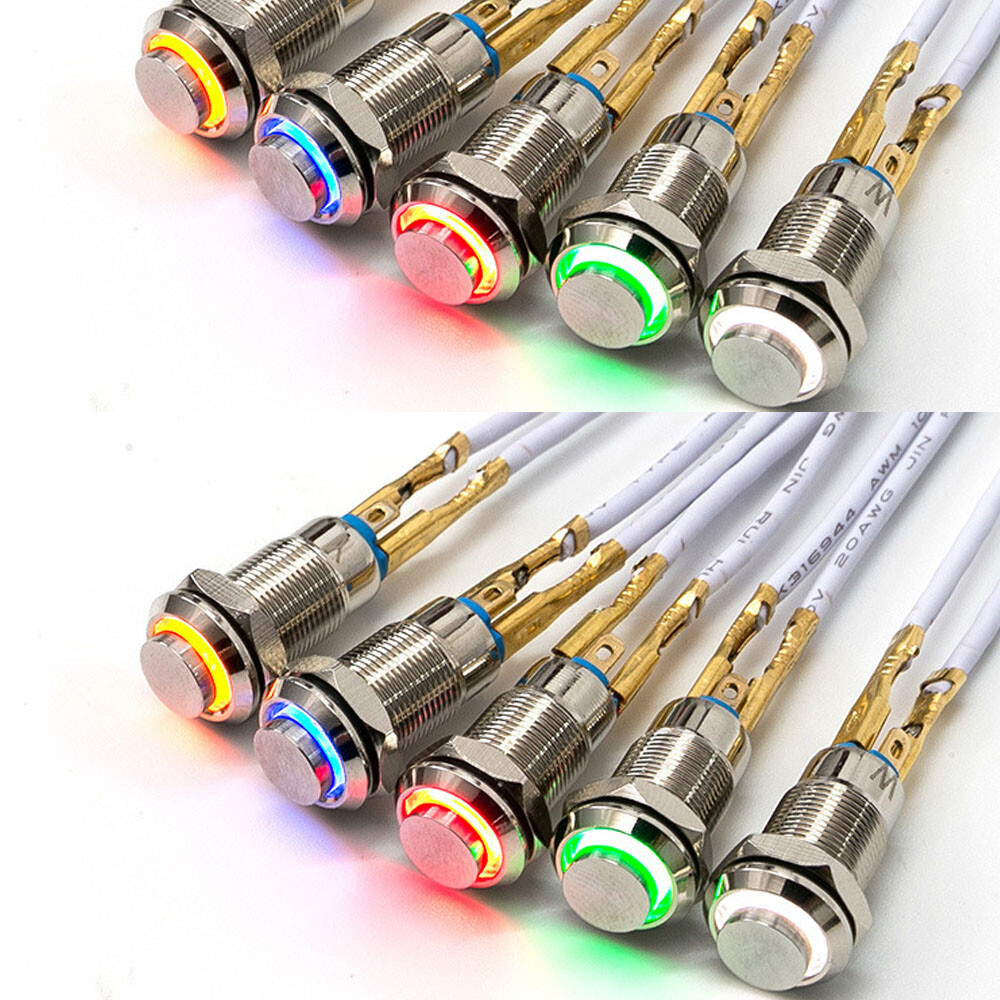 2x 8mm Small Metal Push Button Switch 4-Pin LED Latching/Self Locking Waterproof