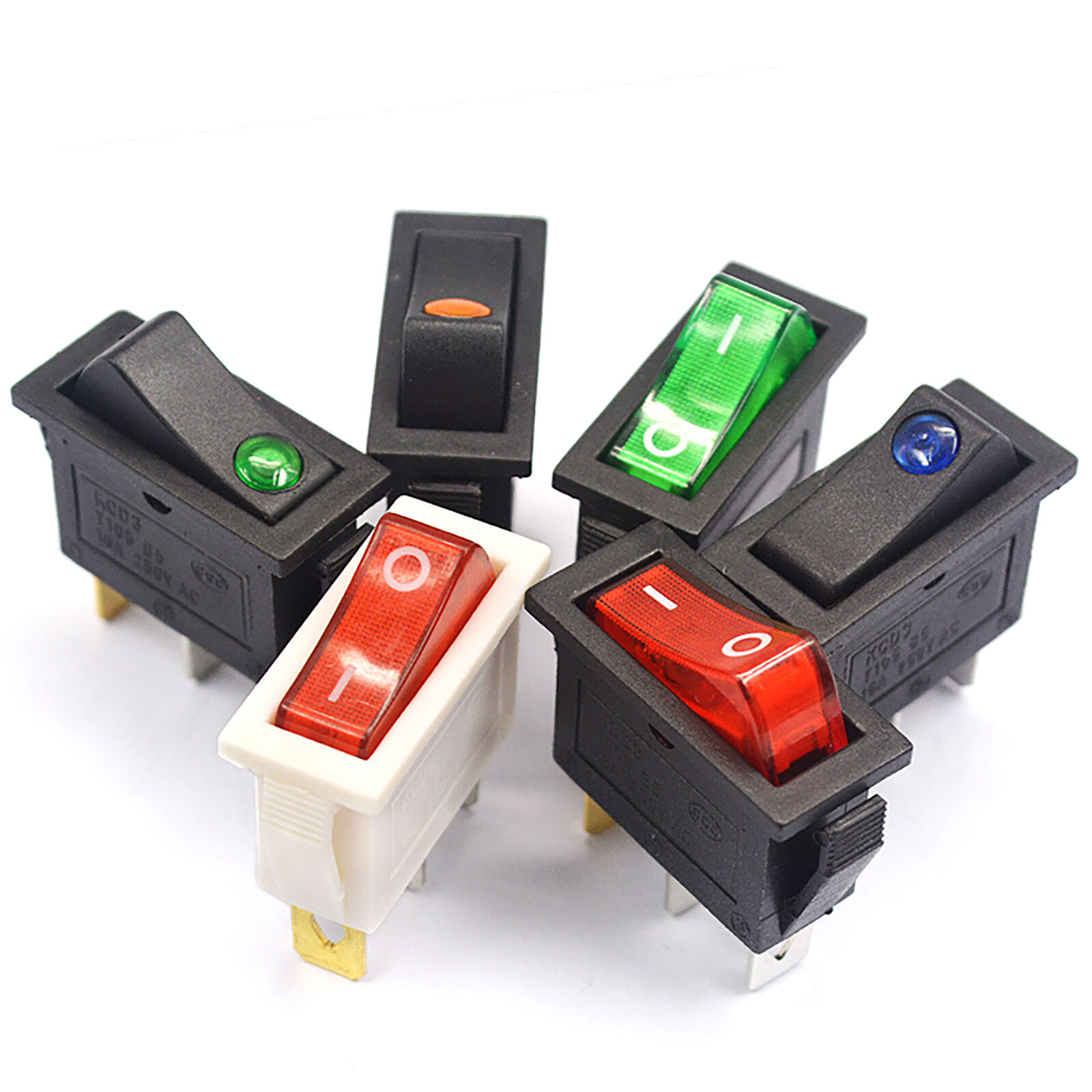KCD3 2/3 Position Rectangular Rocker Switch 2/3 Pin ON/OFF Red Green Blue Yellow