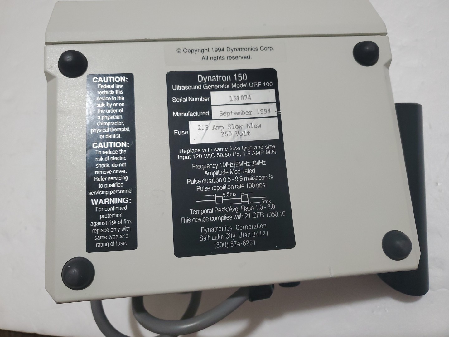 Dynatronics Dynatron D150 Ultrasound Generator (DRF-100) – NO PROBE