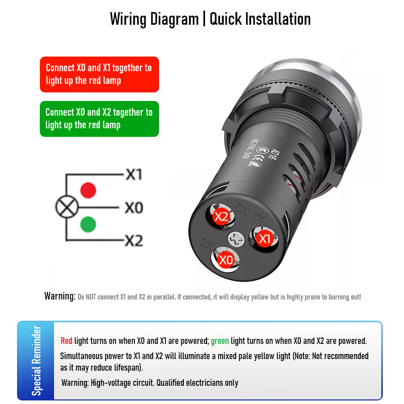 Red-Green LED Signal Lamp for Electrical Panel & Fault Detection in Control Box