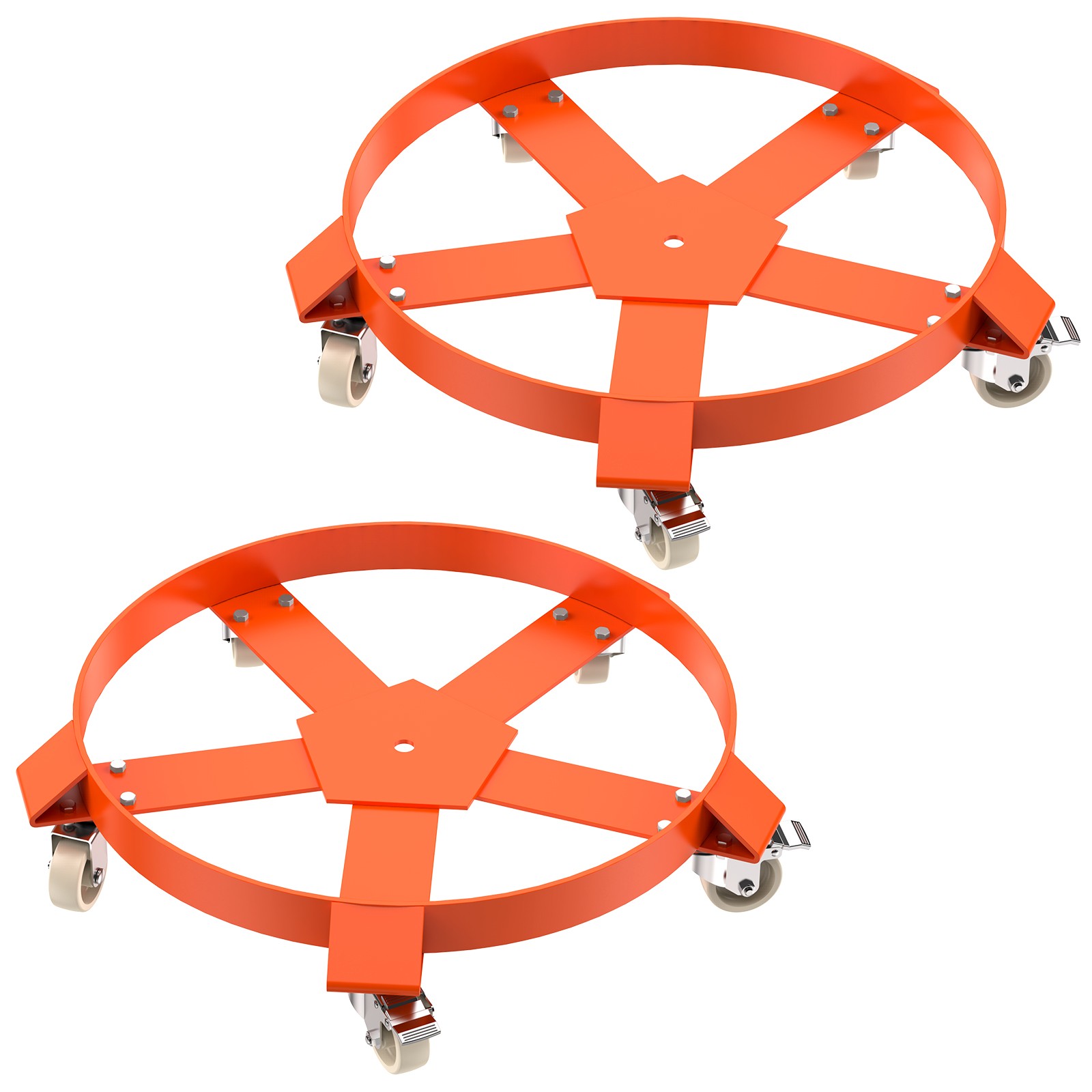 1/2 Pcs Drum Dolly 55 Gallon Heavy Duty Steel Frame 1250lbs Barrel Cart w/ Brake