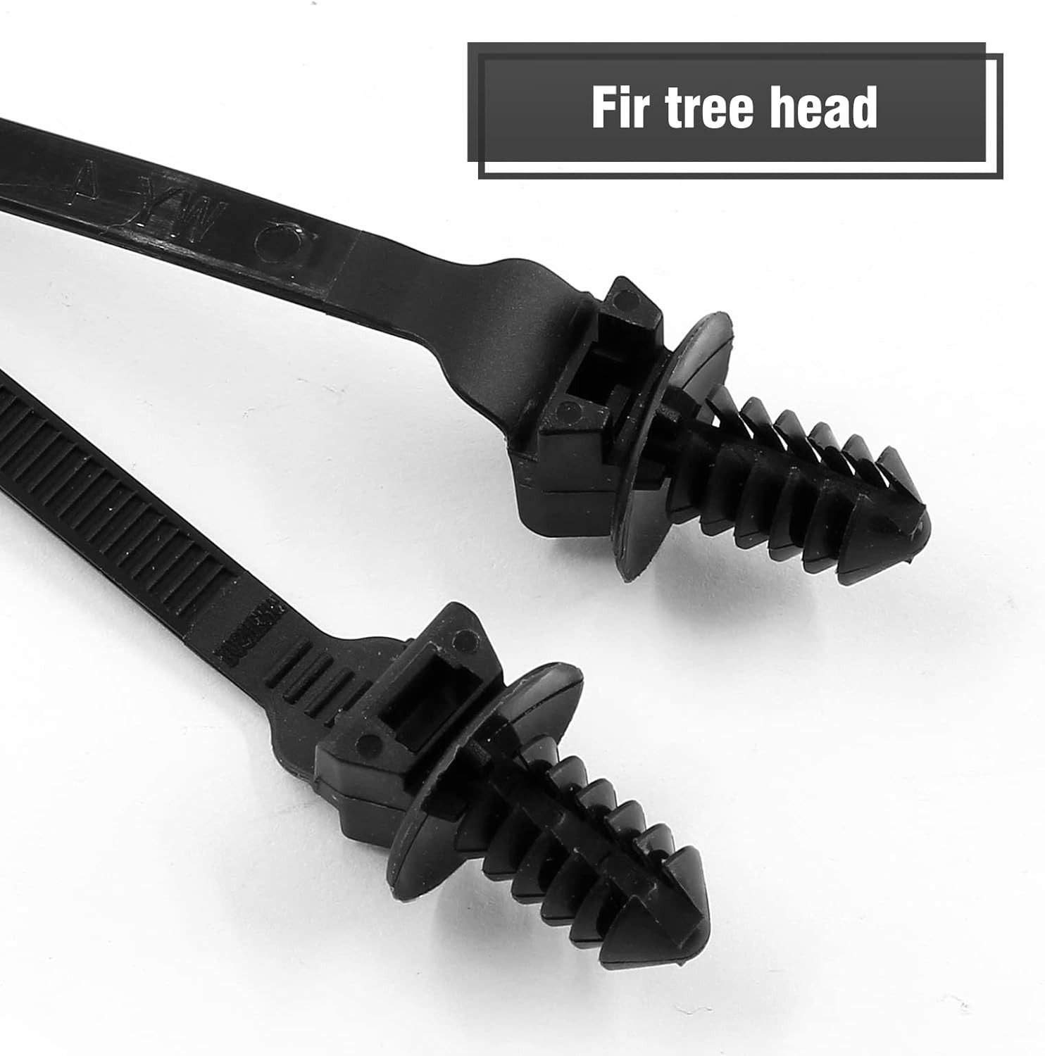50 Pcs Black Nylon Push Mount Cable Zip Tie 205mm / 8.3 Inch Fir Tree Mount Cab