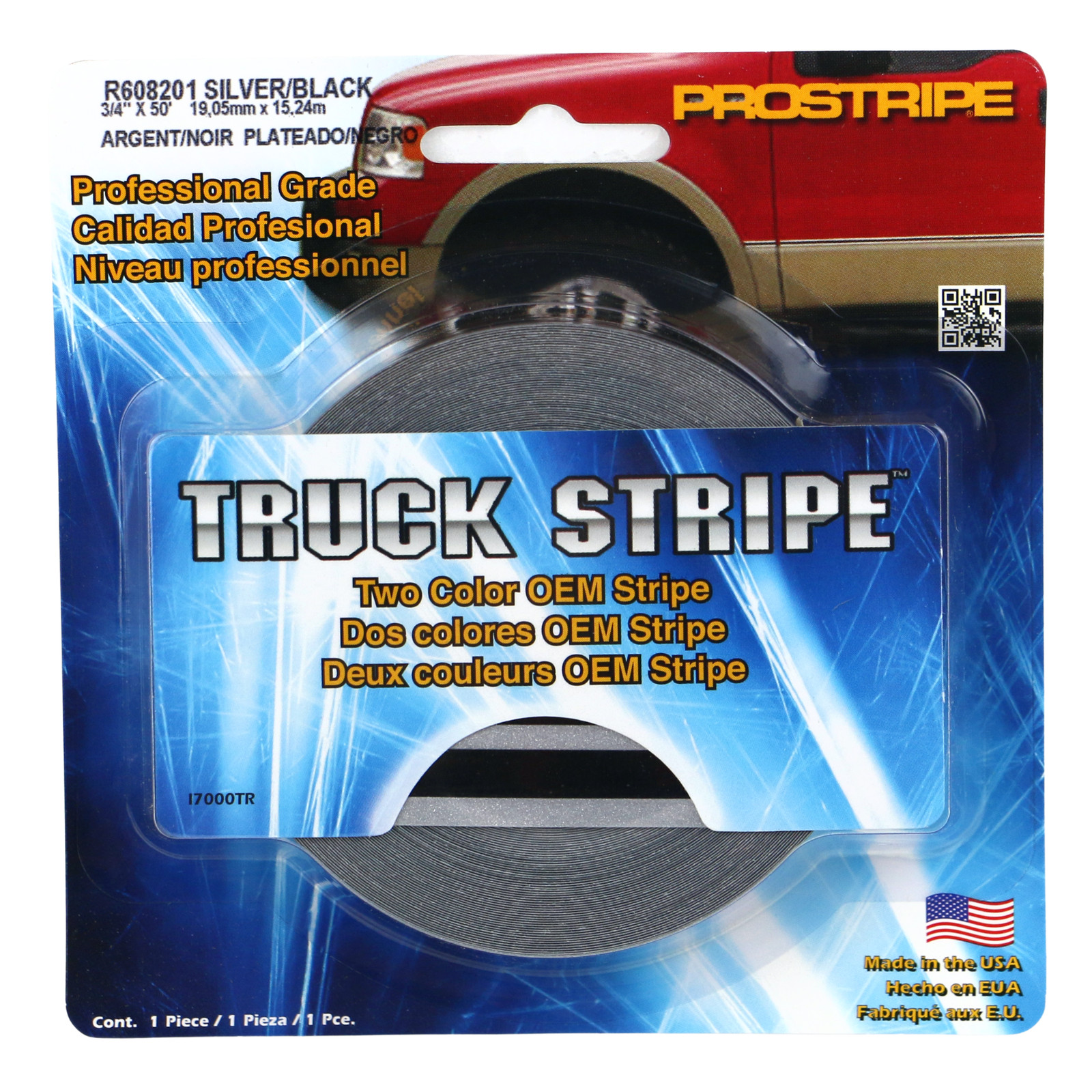 Sharpline Truck Break Pinstriping Tape: 3/4 in. x 50 ft. Silver Met. / Black Met