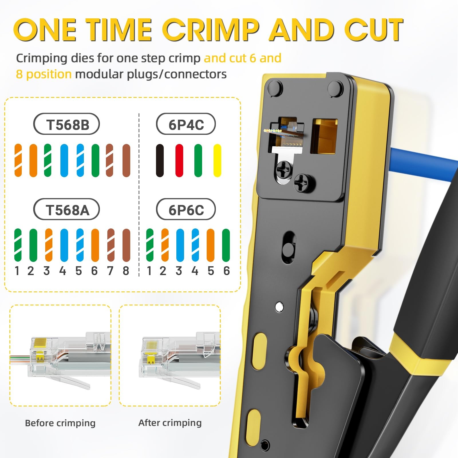 RJ45 Crimping Tool Ethernet Crimp Tool Crimper for RJ11/RJ12 Standard, RJ45 P…