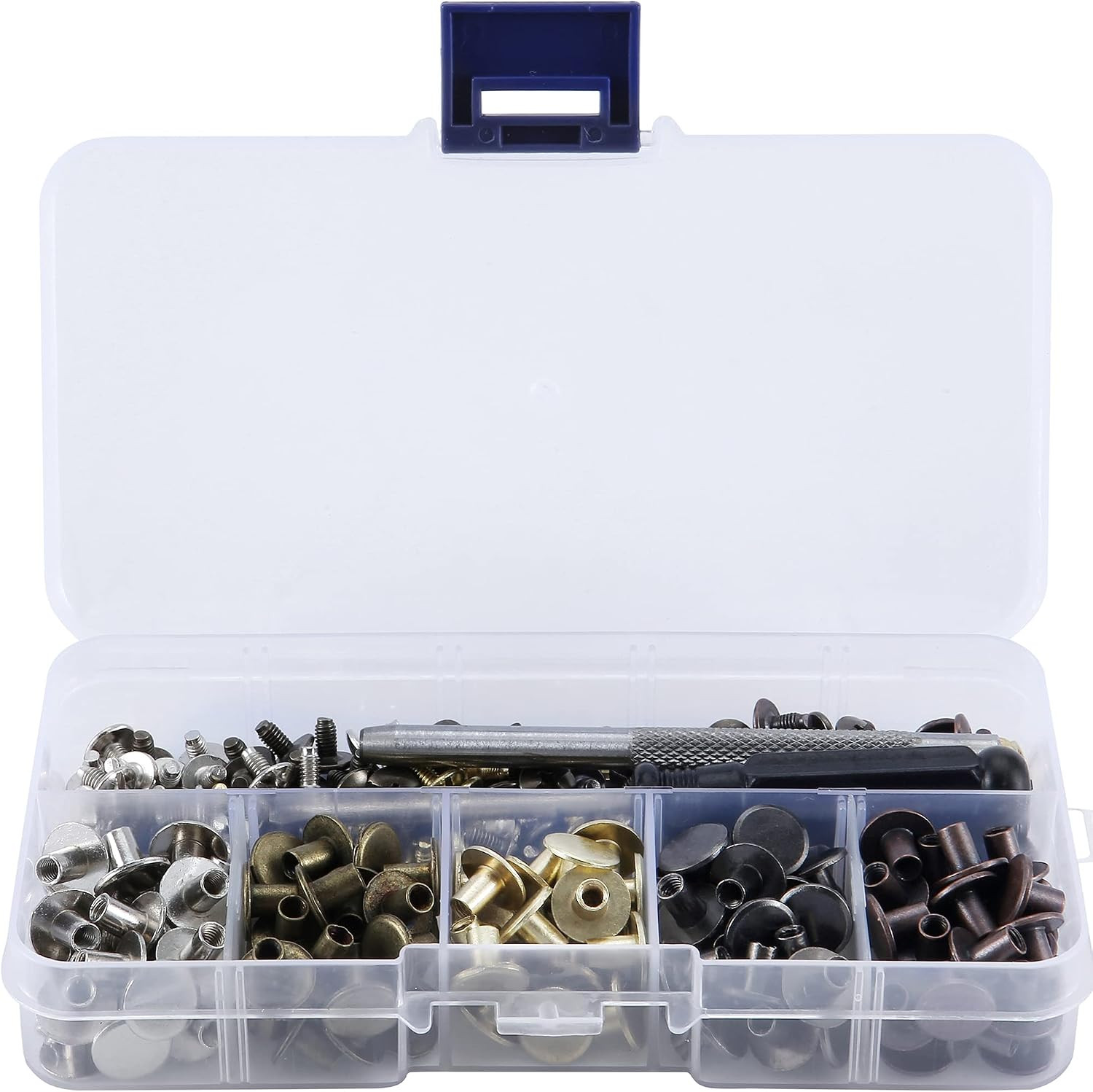 125 Sets Mixed Colors Round Flat Head Chicago Screws All Colors Mixed in Box