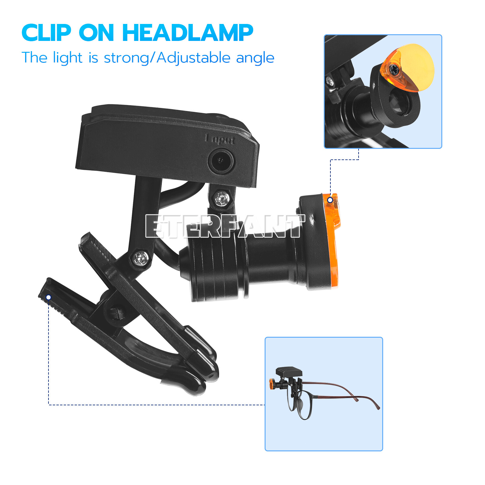 ETERFANT 5W Wireless Dental LED Headlight with Filter for Binocular Loupe Glasse