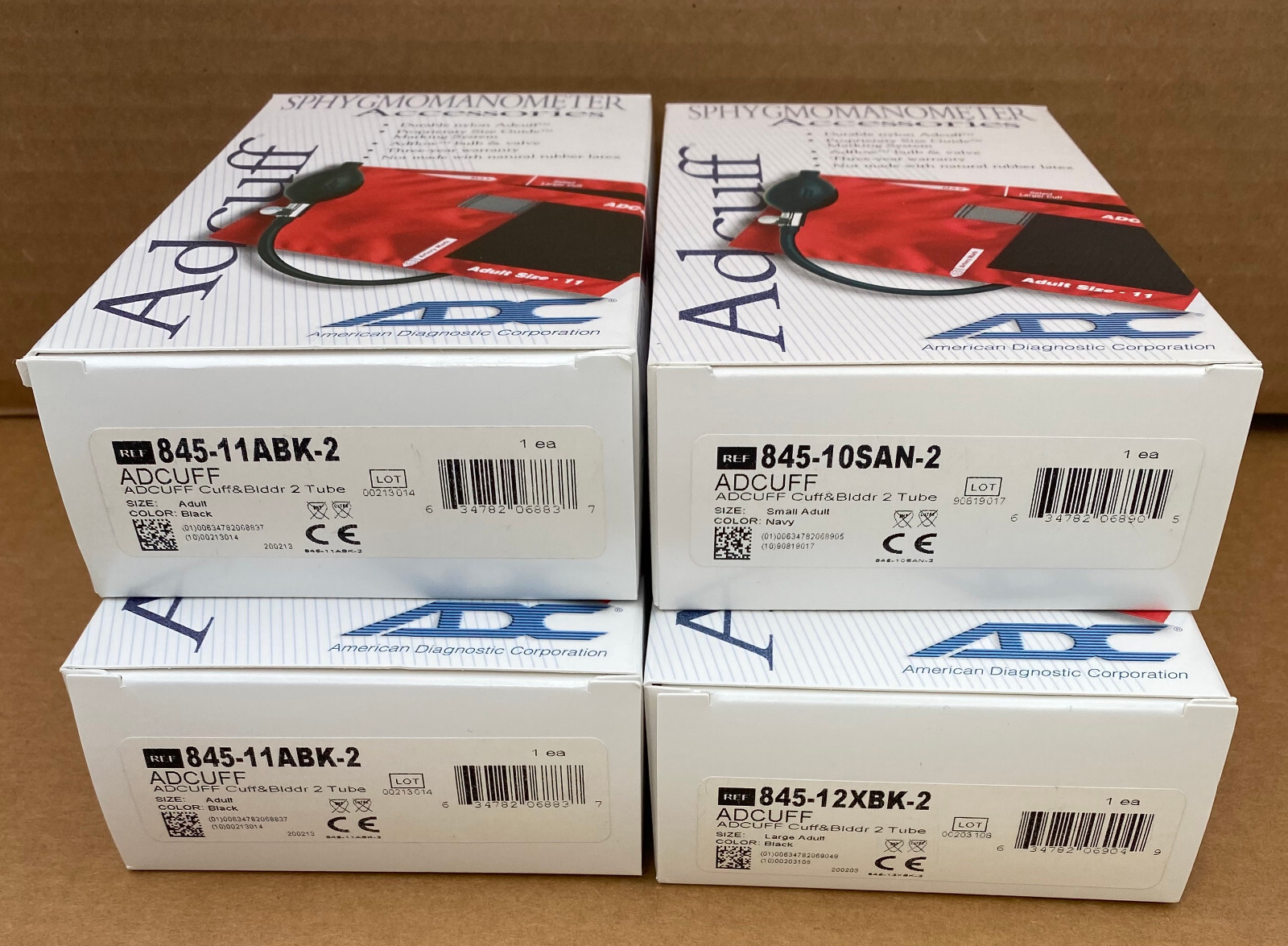 ADC Cuff & 2 Tube Bladder Lot Small Adult, Adult, Large Adult – 845-11ABK, 12XBK