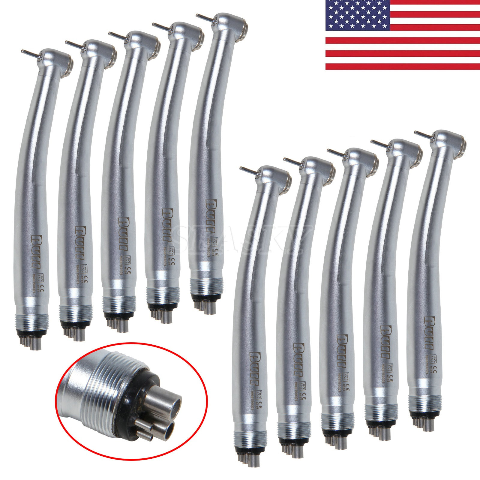 10xNSK Style Dental High Speed Handpiece Push Button standard 4Hole U3BM in USA
