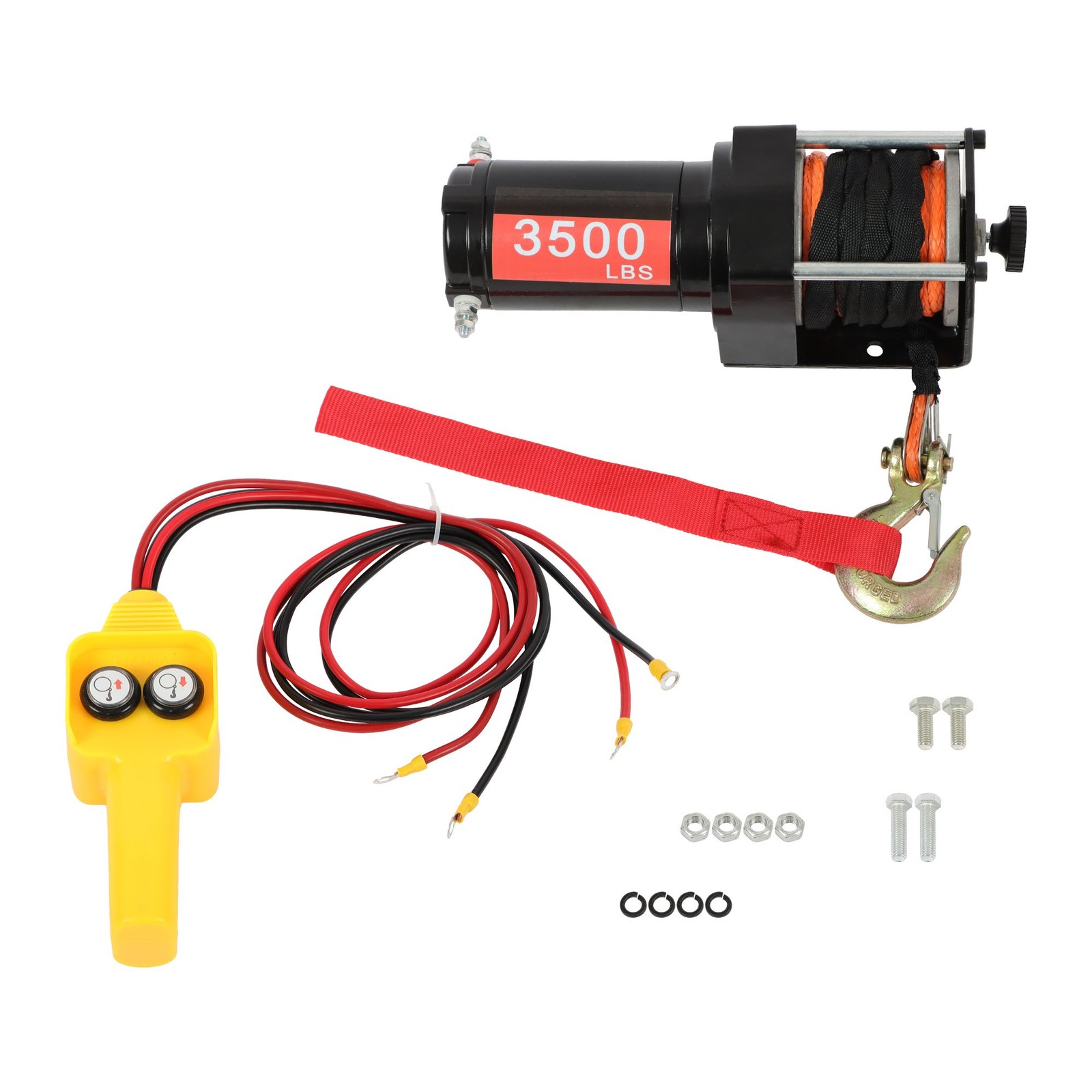3500lbs Electric Winch 12VDC/1.5HP Copper Motor With 3/16″ x 39′ Synthetic Rope