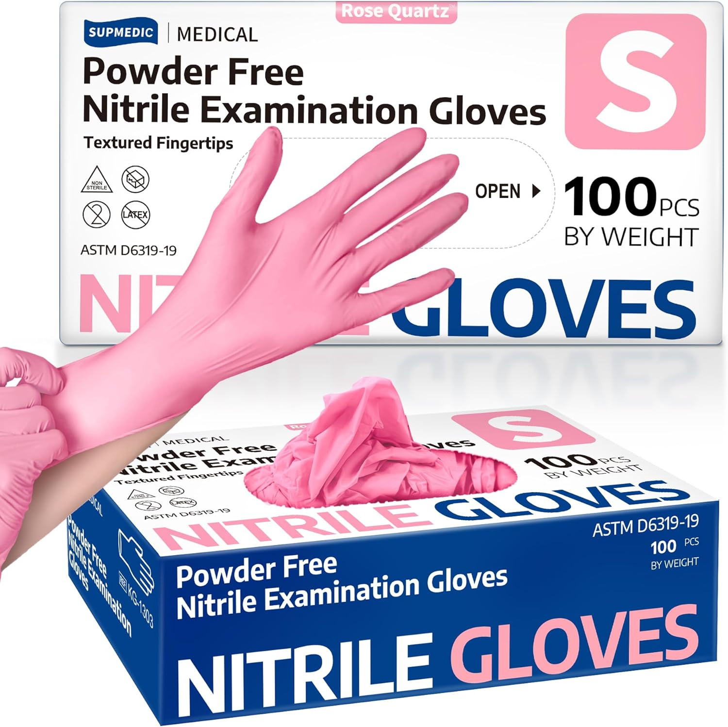 Supmedic Medical Nitrile Exam Gloves, 3.5 Mil Powder-Free Food-Safe Disposable G