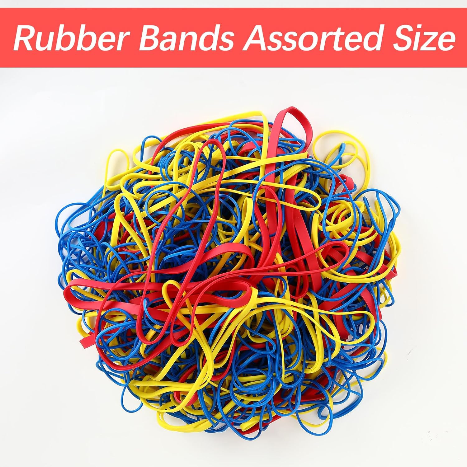 Assorted Rubber Bands Bulk Pack Mixed Sizes Colors 405 Pcs