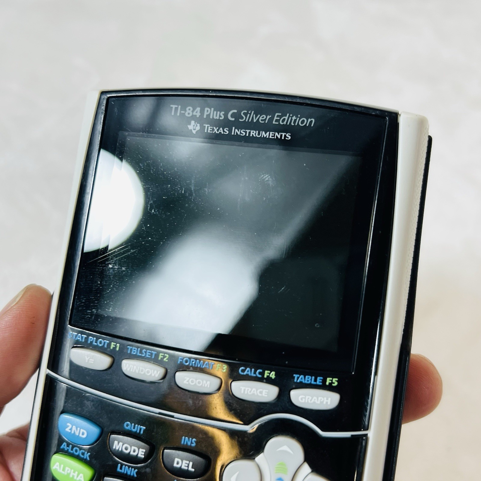 TI 84 Plus C Silver Edition Color Graphing Calculator + Charging Cable Tested