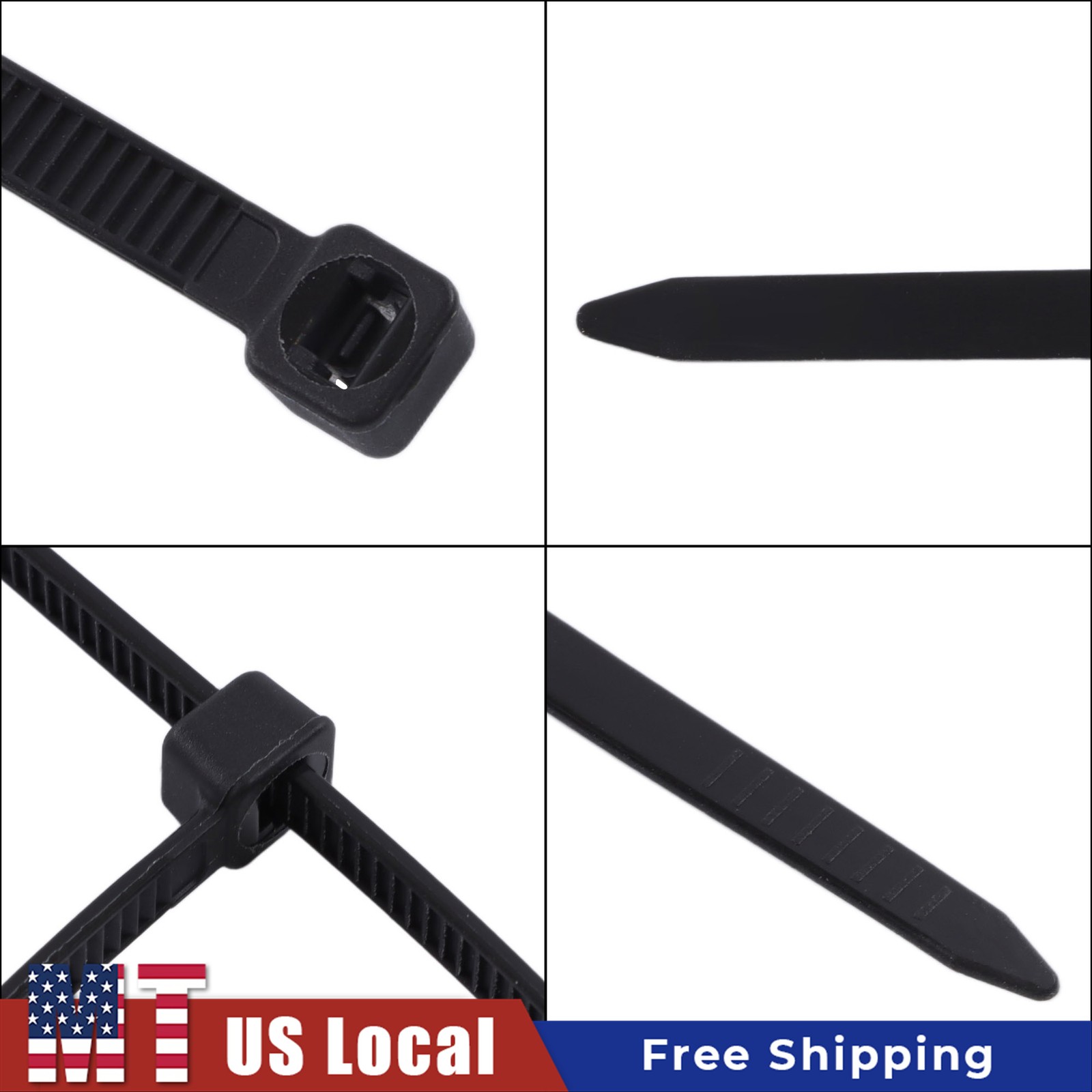 Self-Locking Zip Ties 1200pcs 14 Inch Nylon 50lb Heavy Duty 0.18in Width Black