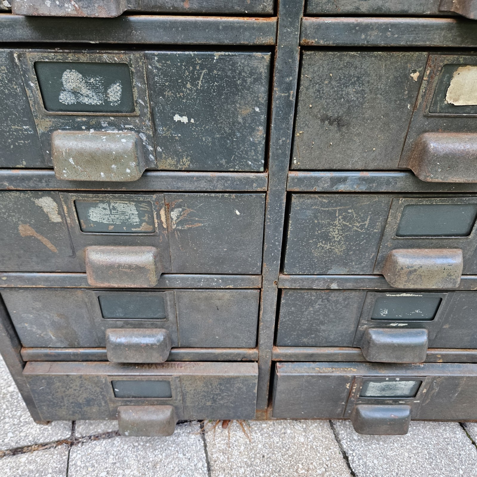 Vintage Hobart Industrial Steel Metal Parts Cabinet Machinist 27-Drawer Green