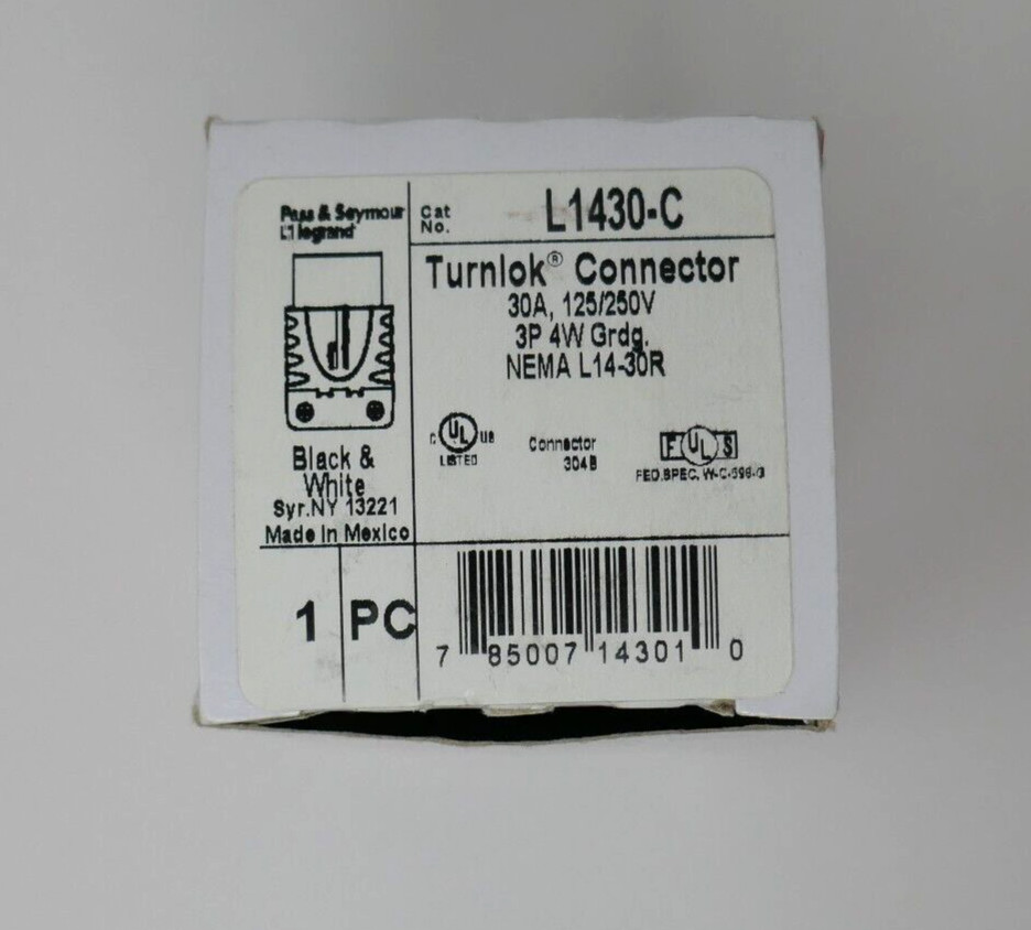 Legrand L1430-C Turnlok Connector 30A 125/250V 3P 4W Grdg