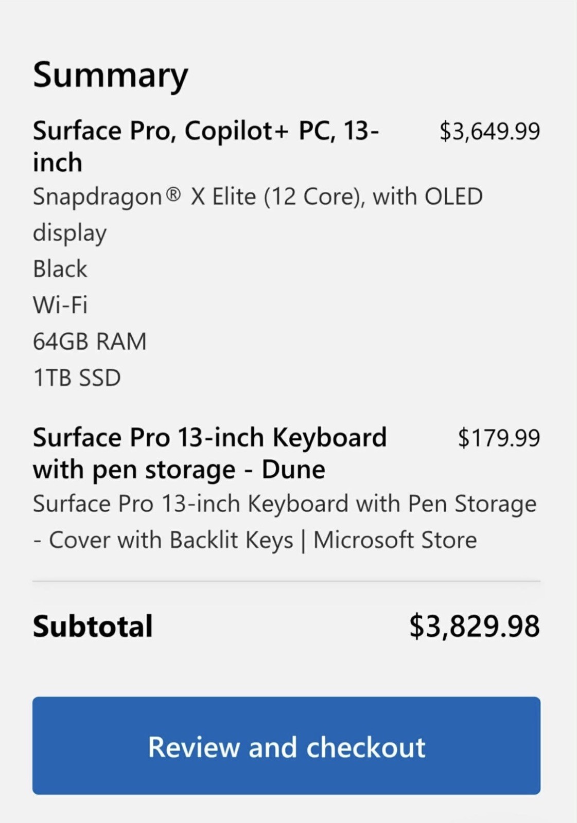 Microsoft Surface Pro Copilot + PC 11 13″ Elite 64 GB/1TB CoPilot+ PC & MS