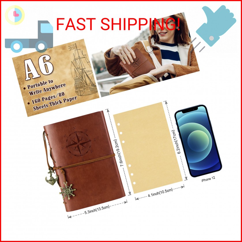 MALEDEN Leather Writing Journal Notebook, Classic Spiral Bound Notebook Refillab