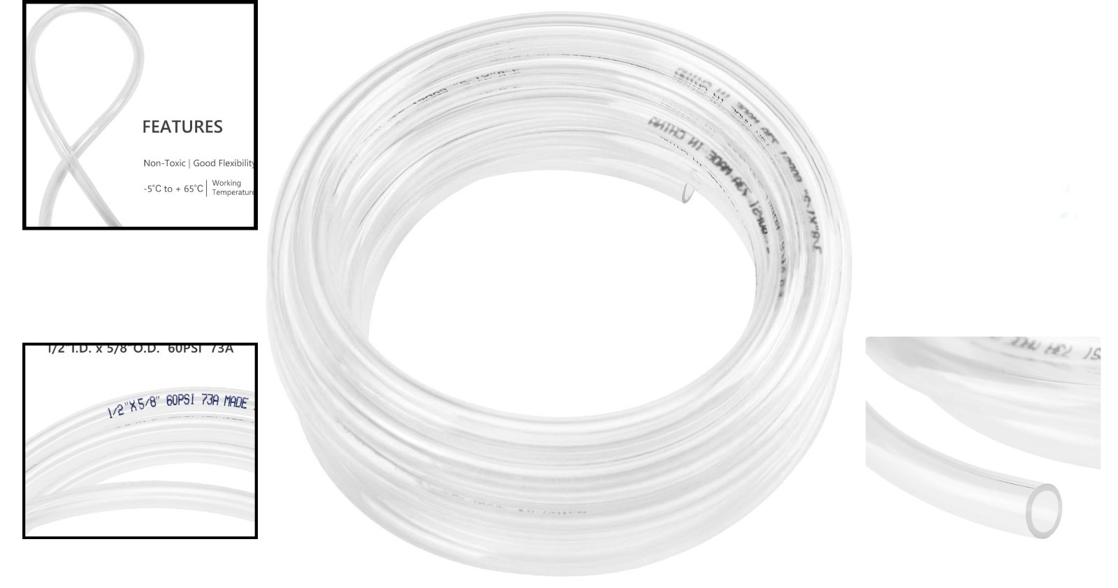 Durable 25ft Clear PVC Vinyl Tubing | 1/2 Inch ID, Chemical Resistant & Safe