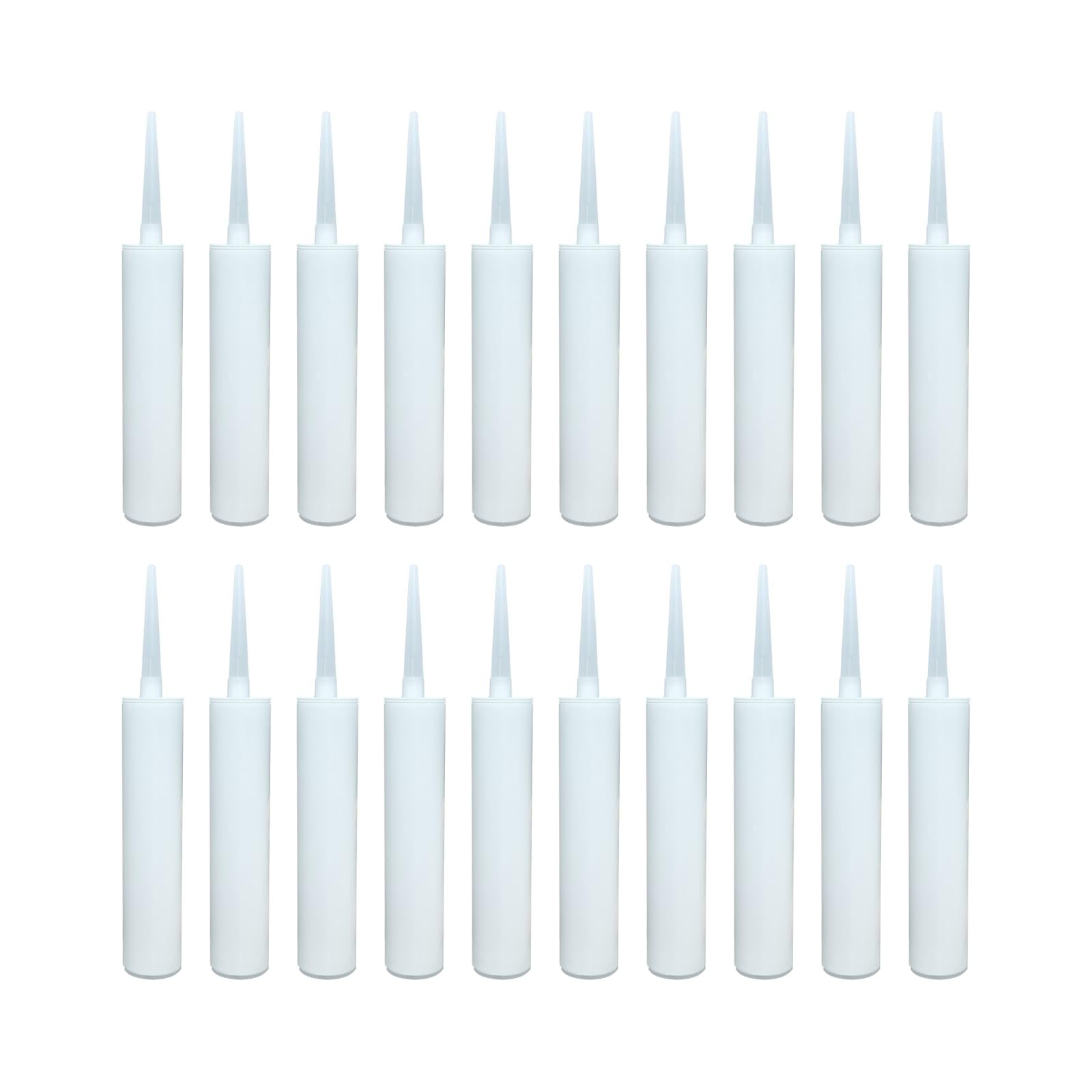 20 Pack Refillable Caulk Tubes 10 oz for Standard Guns, Repair Cracks & Seal Lea