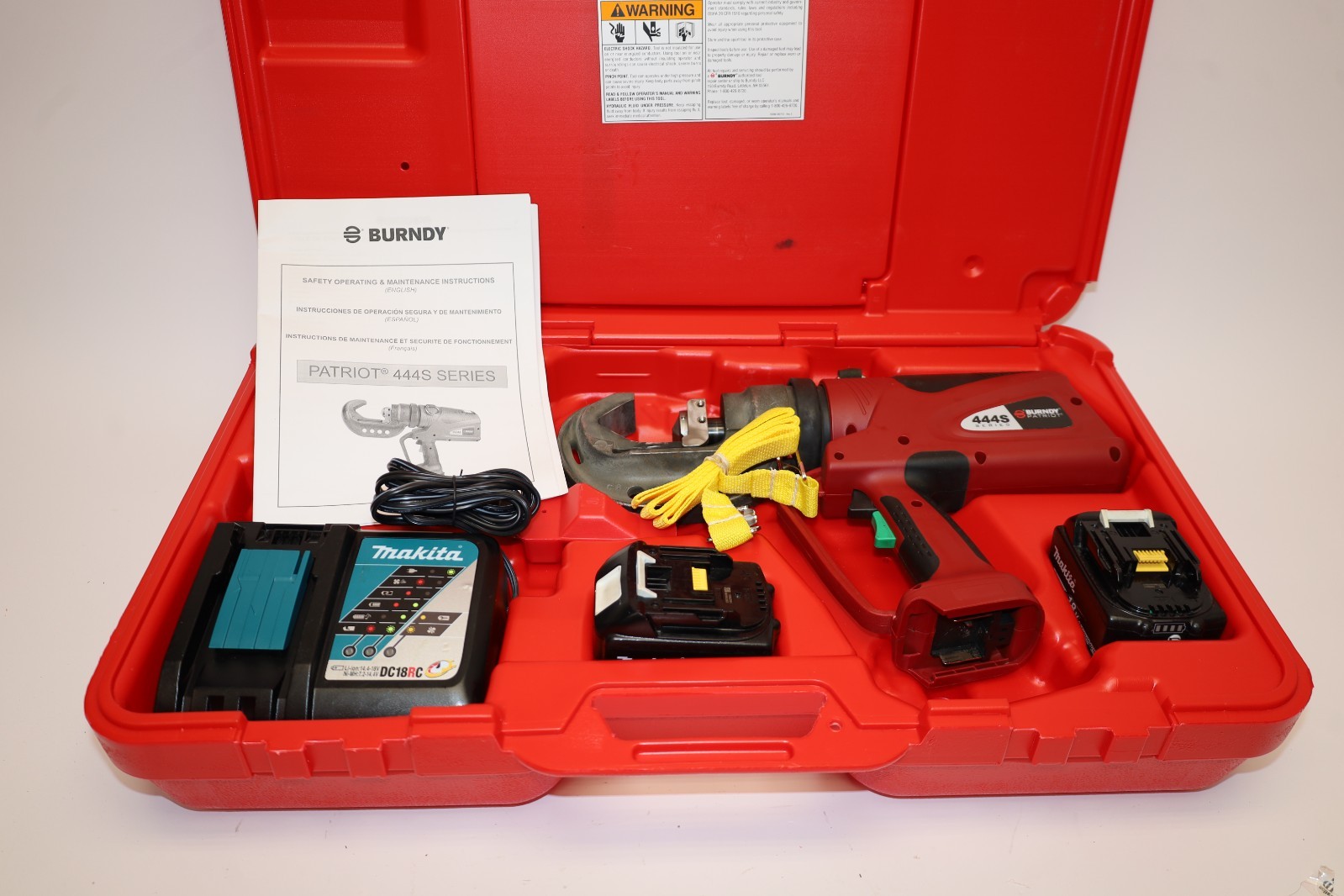 Burndy Patriot 444S Series Battery Actuated Hydraulic Crimping Tool w/ Batteries